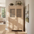 Arden 83" Tall Solid Reclaimed Pine Lattice 2-Door Bookcase