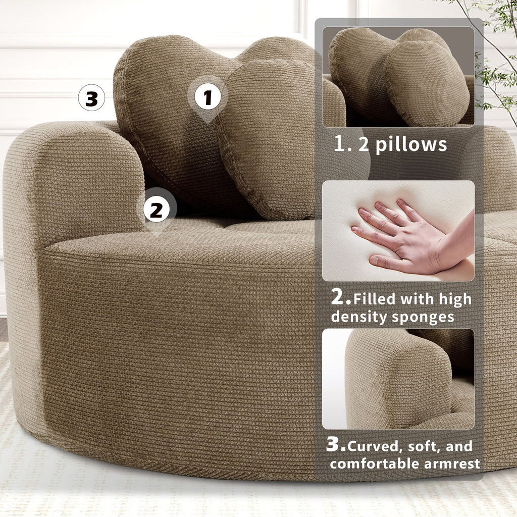 Round Sofa Bed with Memory Foam Sectional Couches for Living Room