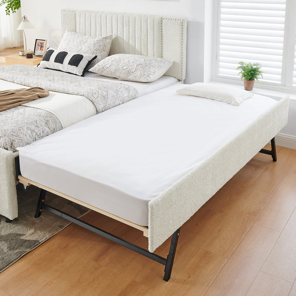 Queen Size Vertical Channel Tufted Headboard Bed