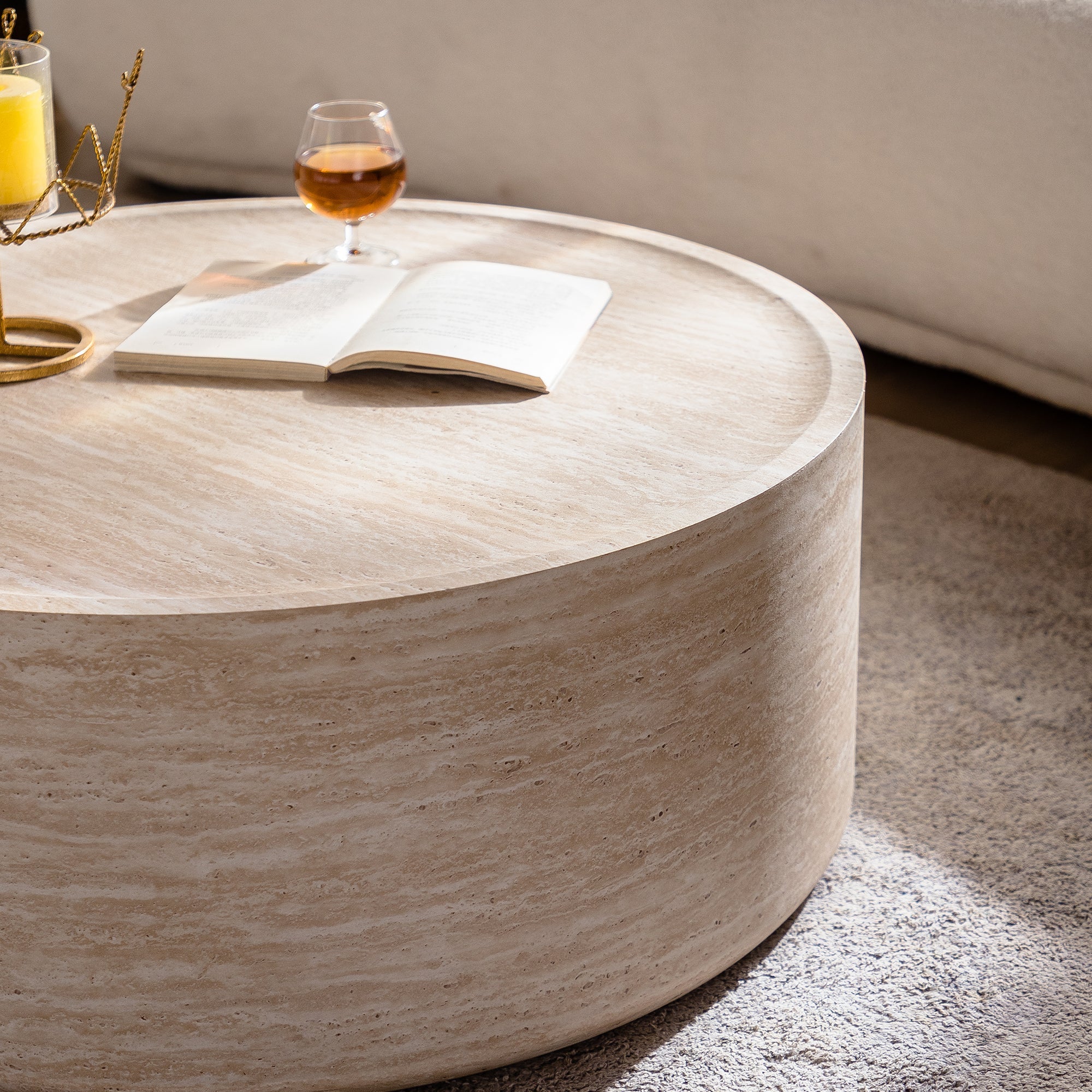 31.5'' Round Coffee Table with Mars Pattern for Living Room