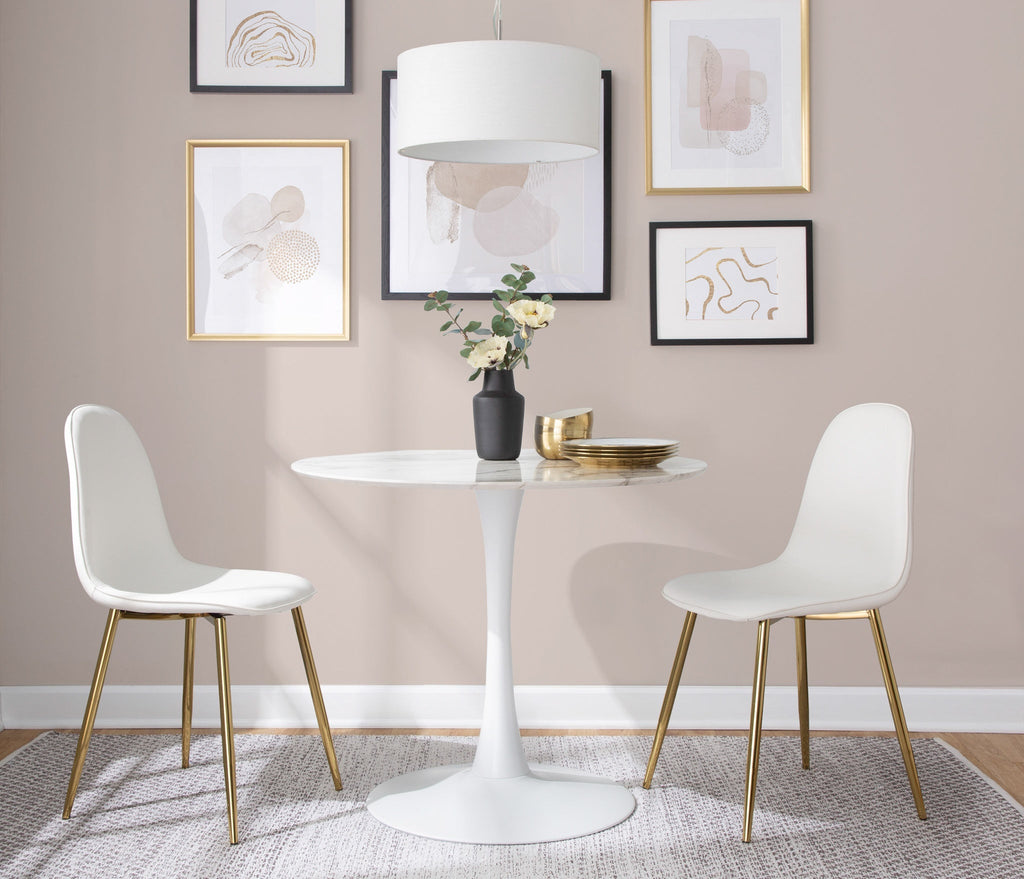 Modern Table with Round Marble Top