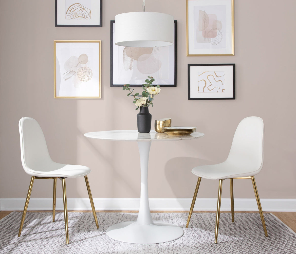 Modern Table with Round Marble Top
