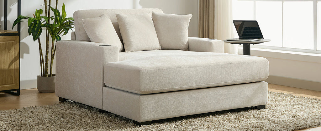 55" Oversized Chaise Lounger - Modern Style Sofa Couch