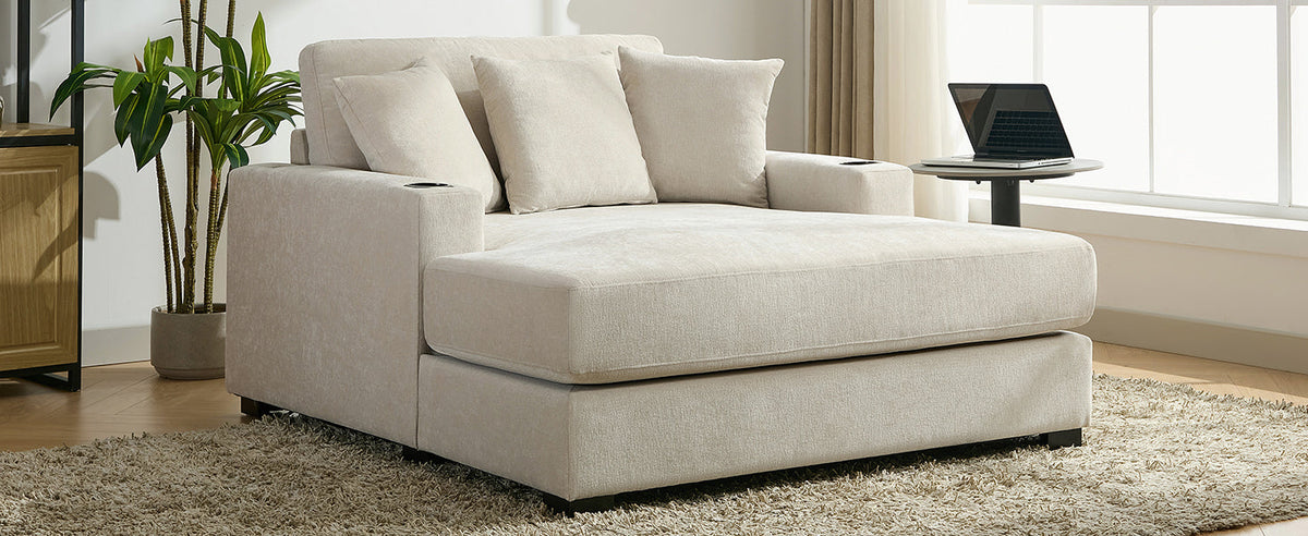 55" Oversized Chaise Lounger - Modern Style Sofa Couch