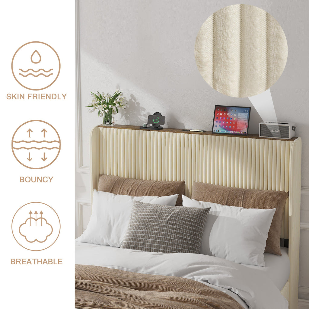Full Size Platform Bed with Charging Station