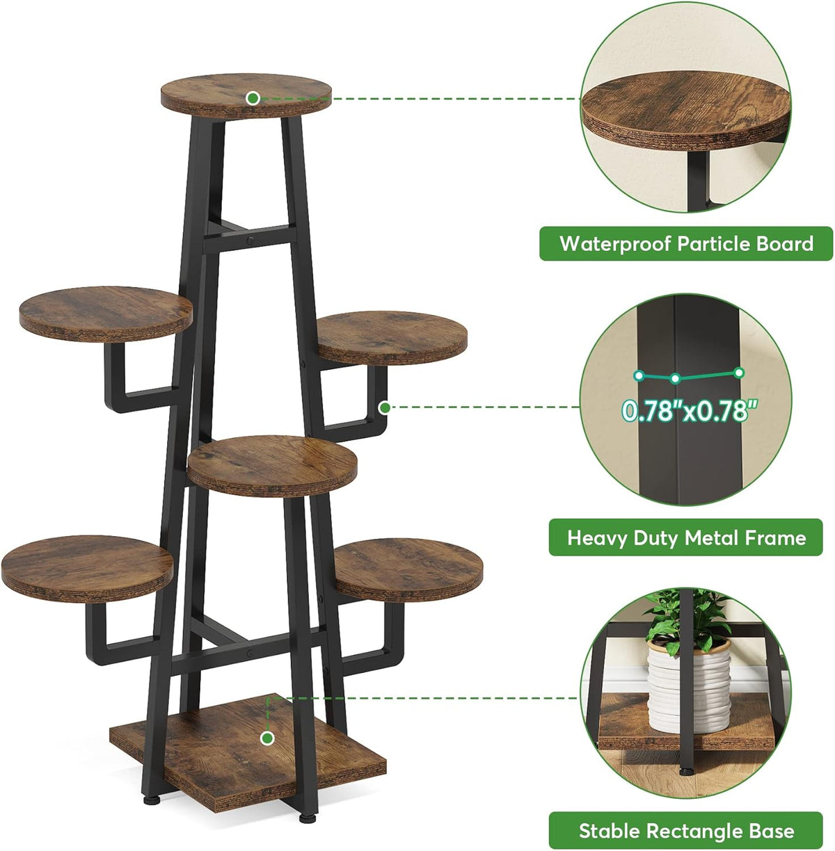 43.30" Tall 7-Tier Rustic Display Shelf