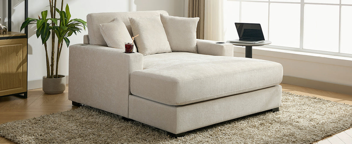 55" Oversized Chaise Lounger - Modern Style Sofa Couch