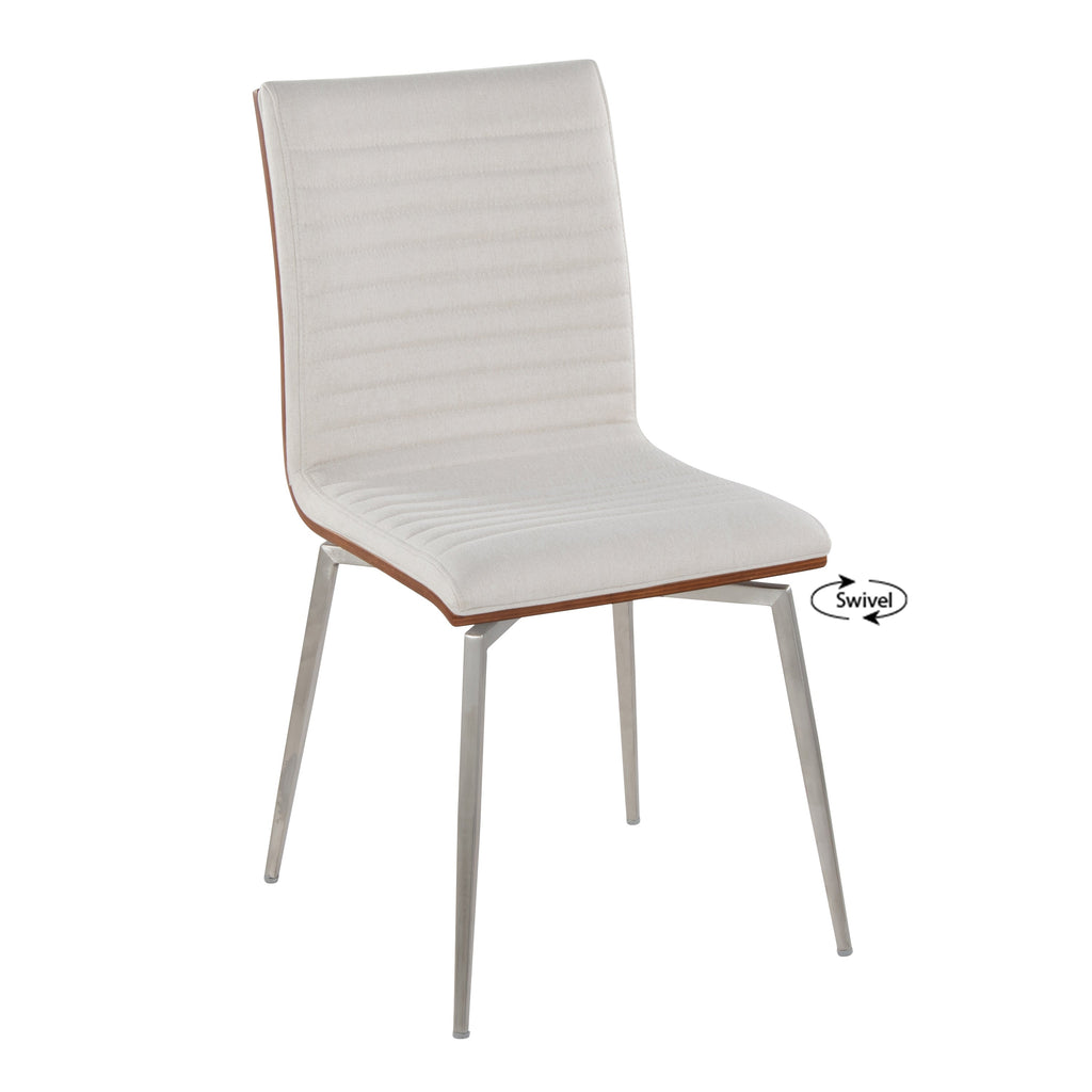 Contemporary Dining/Accent Chair with Swivel in Stainless Steel