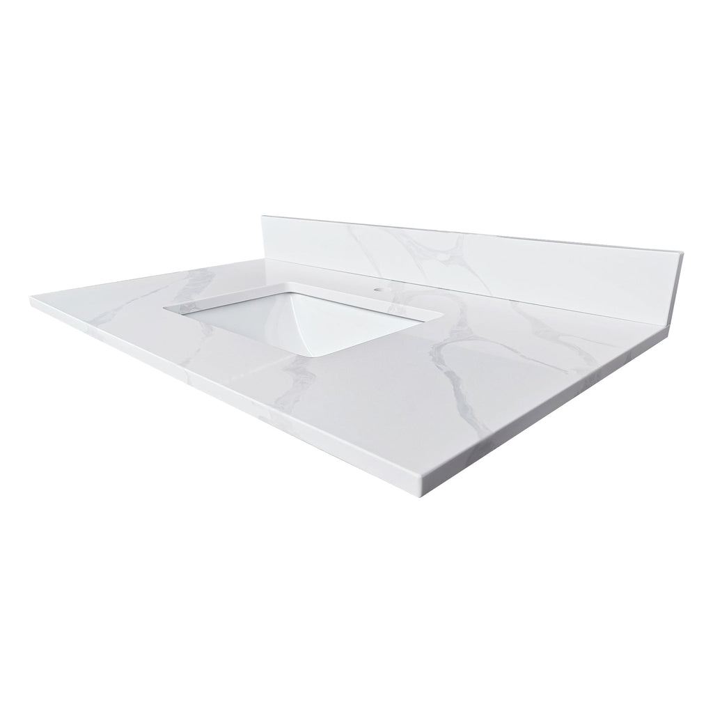 37-Inch Quartz Bathroom Vanity Top with Undermount Sink