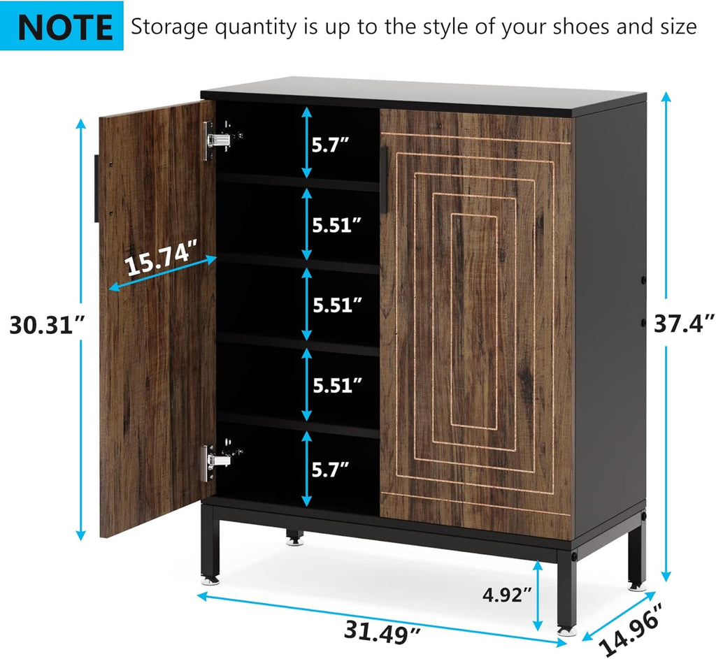 31.5 Inches Brown & Black Shoe Cabinet