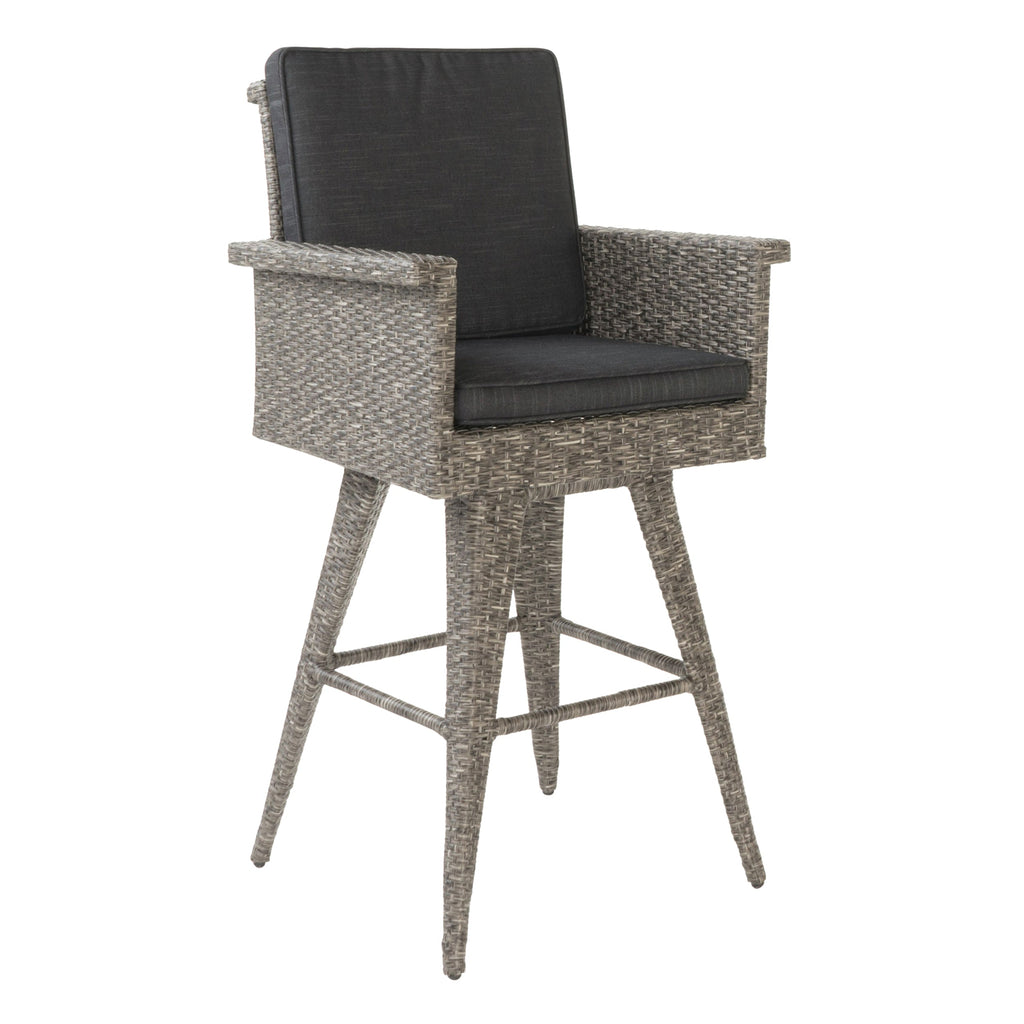 30" Outdoor Wicker Swivel Barstool with Water Resistant Cushion