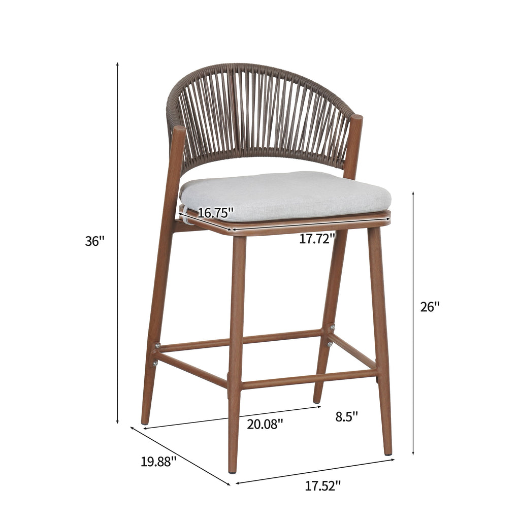 Outdoor 26" Seat Height Aluminum Frame Counter Stools - Set of 2