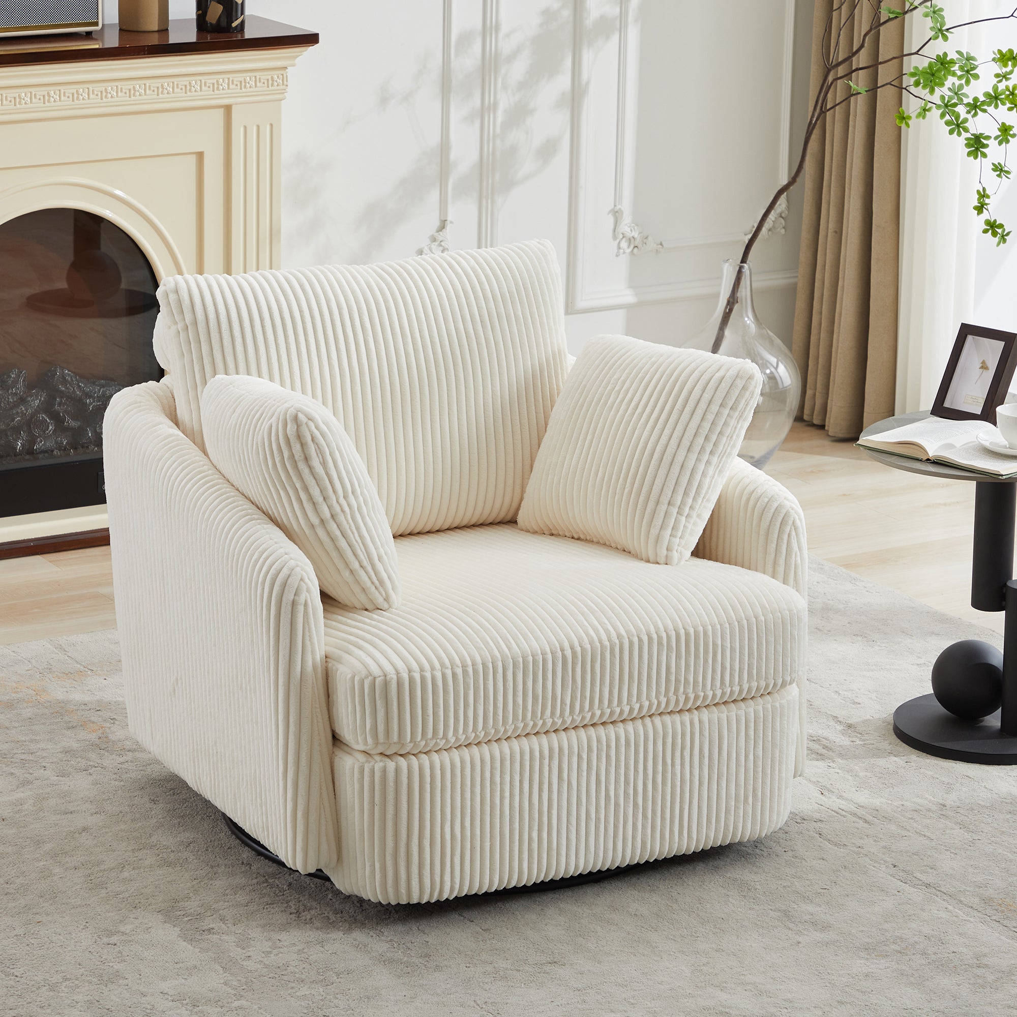 40.55''W Swivel Accent Chair with Pillows