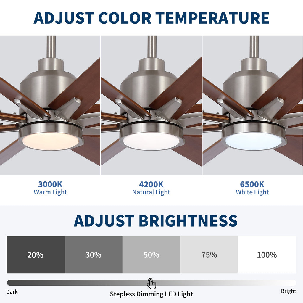 84" Oversized Large Brushed Nickel Ceiling Fan
