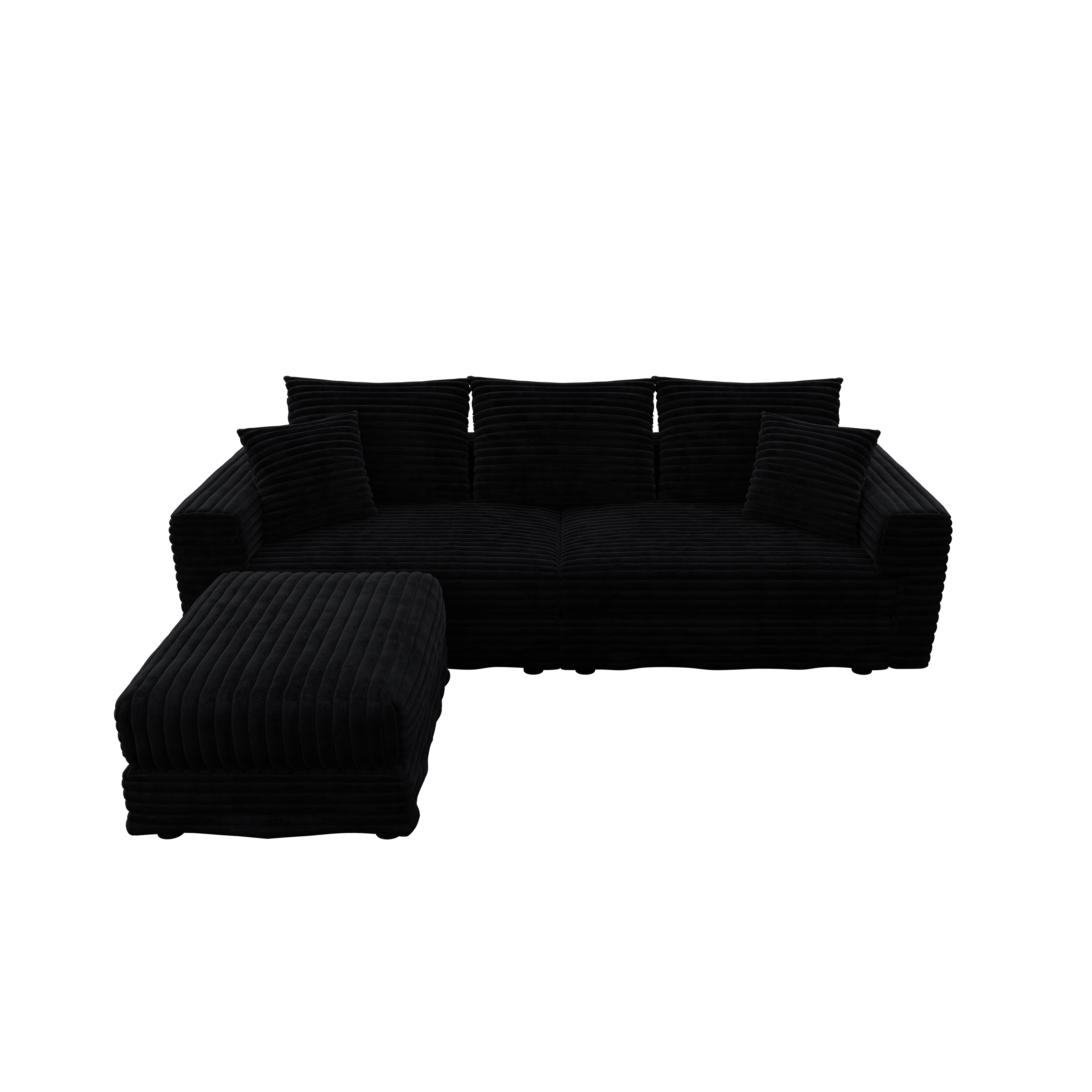 Plush Corduroy 3-Seat Sofa, Modern Comfy Upholstered Couch