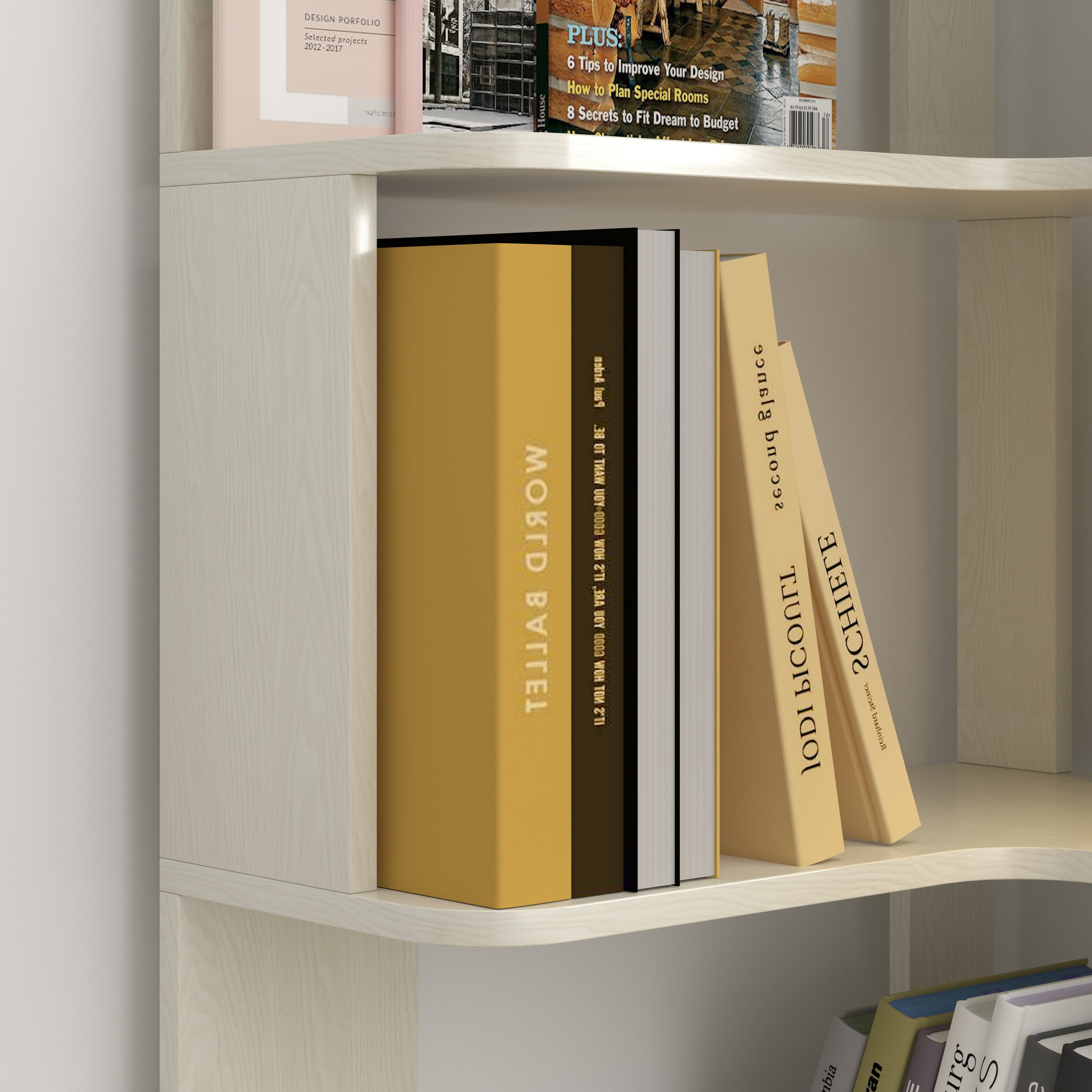 6 Tier Freestanding L-Shaped Corner Bookshelf