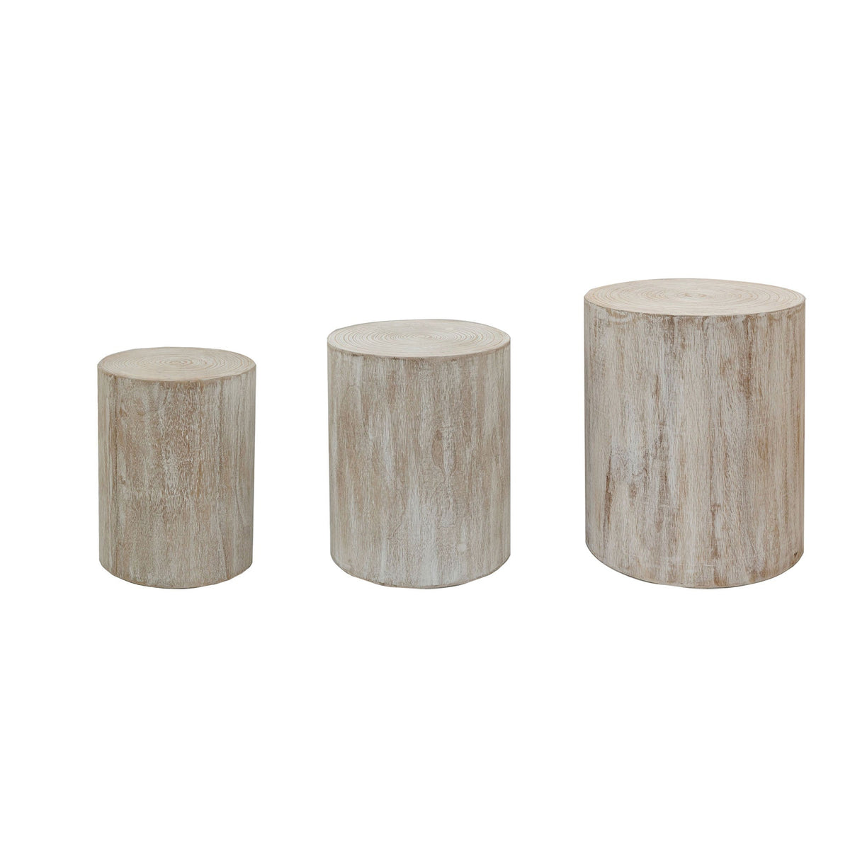 Set of 3 Rounded Wood Coffee Tables, End Tables, Plant Stands