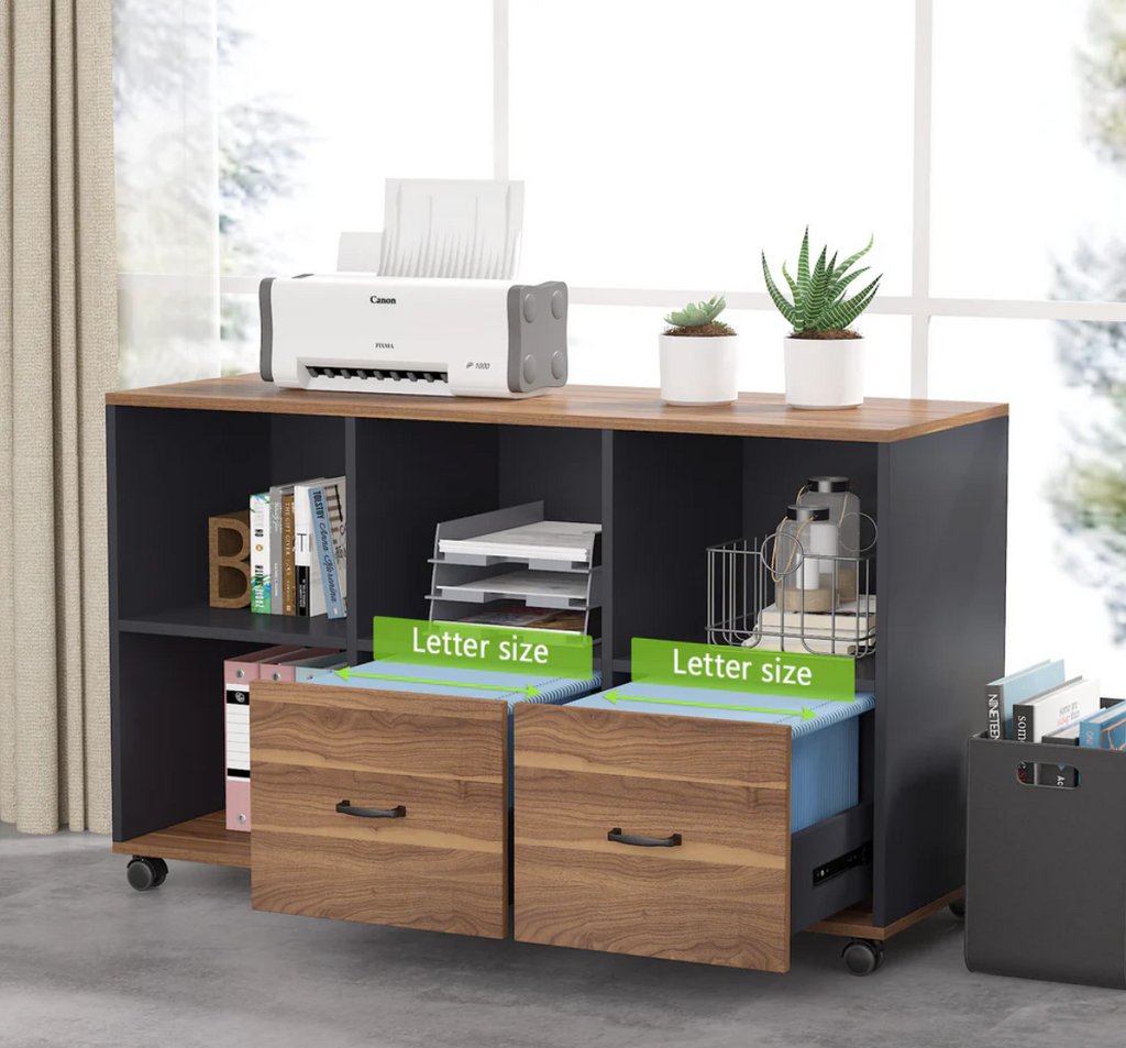 63-Inch Executive Desk with Mobile File Cabinet