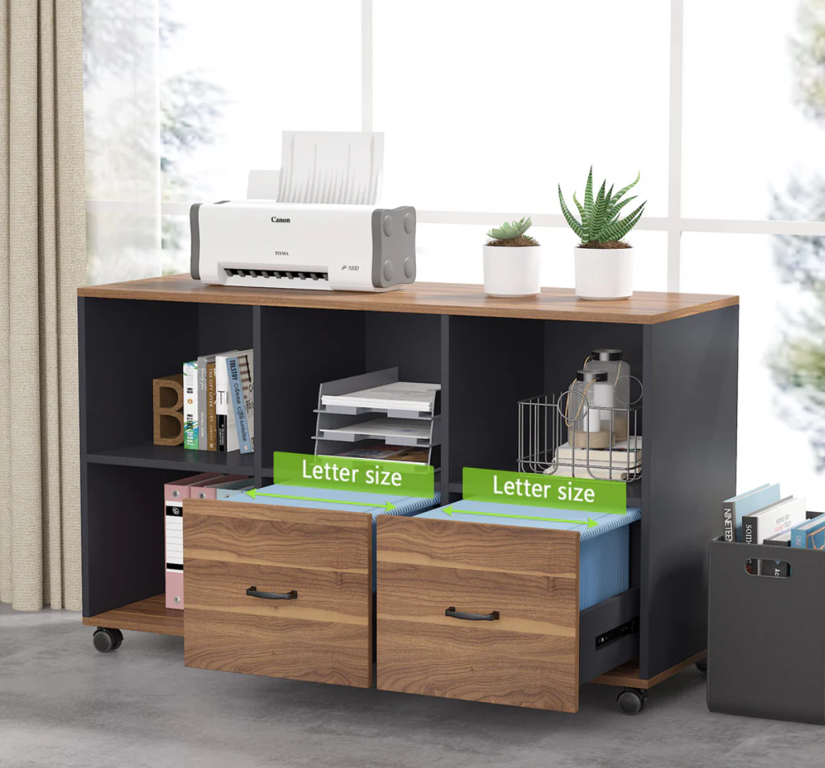 63-Inch Executive Desk with Mobile File Cabinet