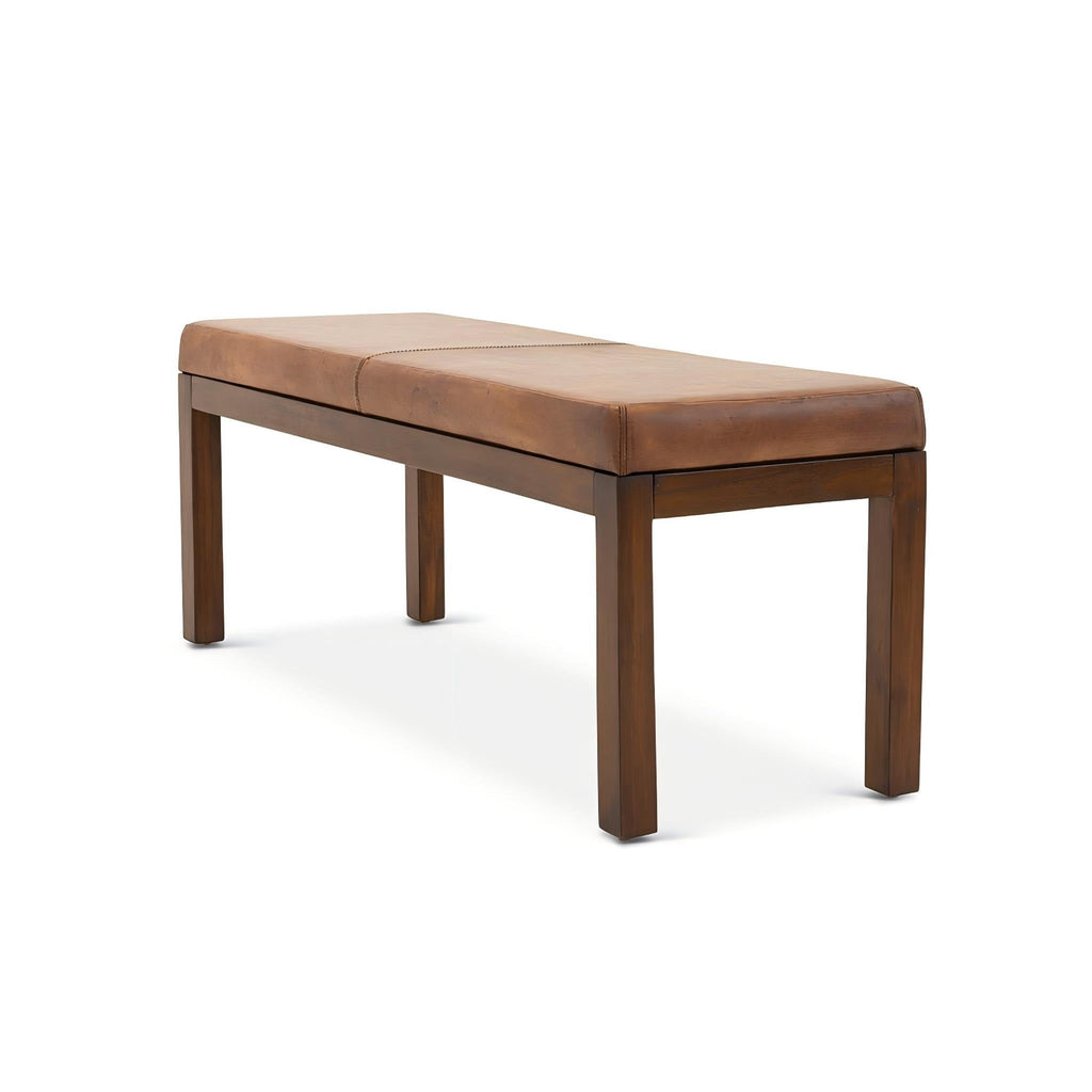 Austin Antique Tan Leather Bench