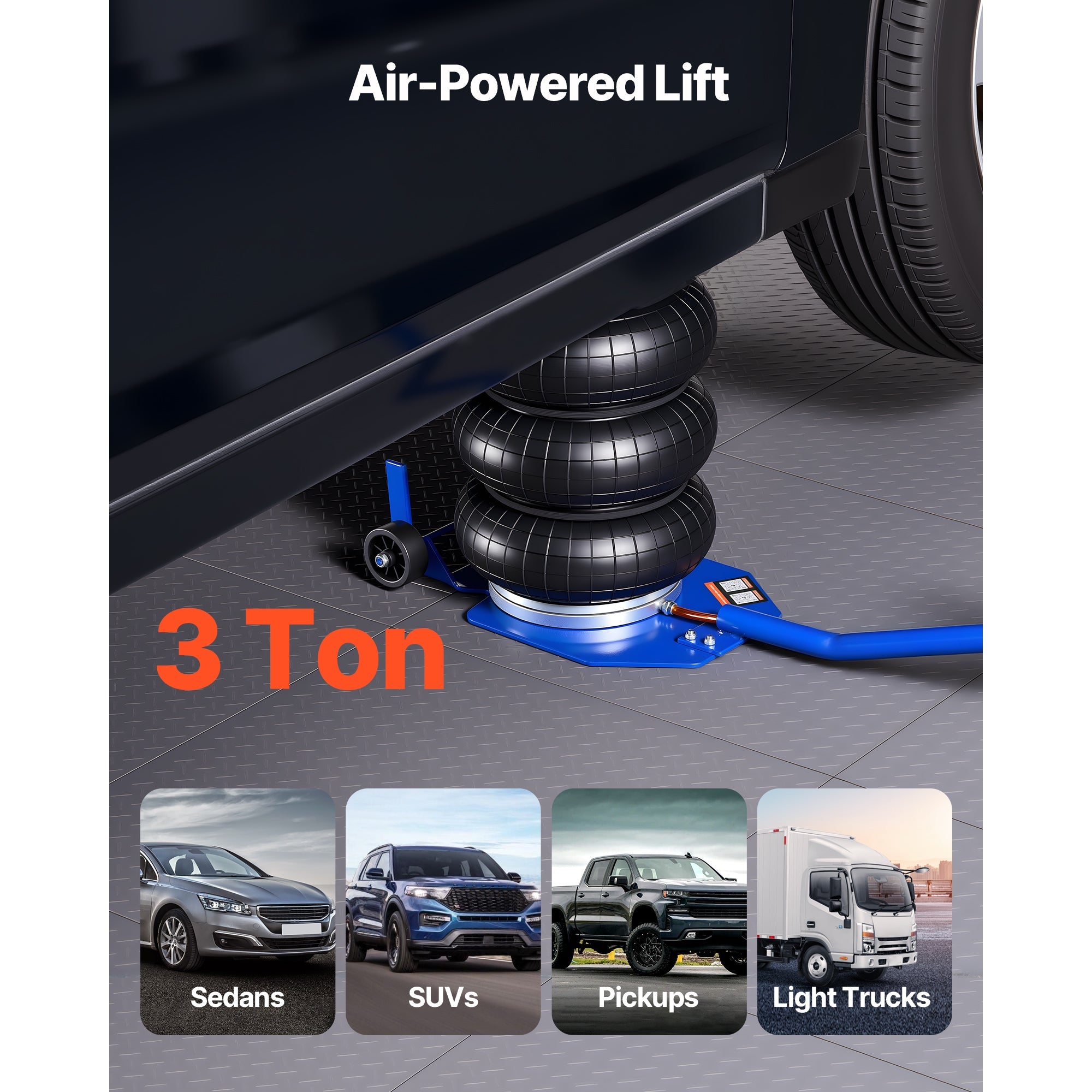 3 Ton Triple Bag Air Jack with Fast Lifting Pneumatic Feature