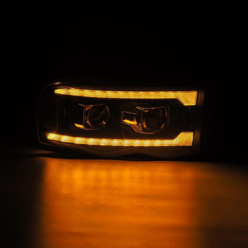 AlphaRex 02-05 Dodge Ram 1500 LUXX LED Proj Headlights Plank Style Black w/Activ Light/Seq Signal 880567 *Discontinued