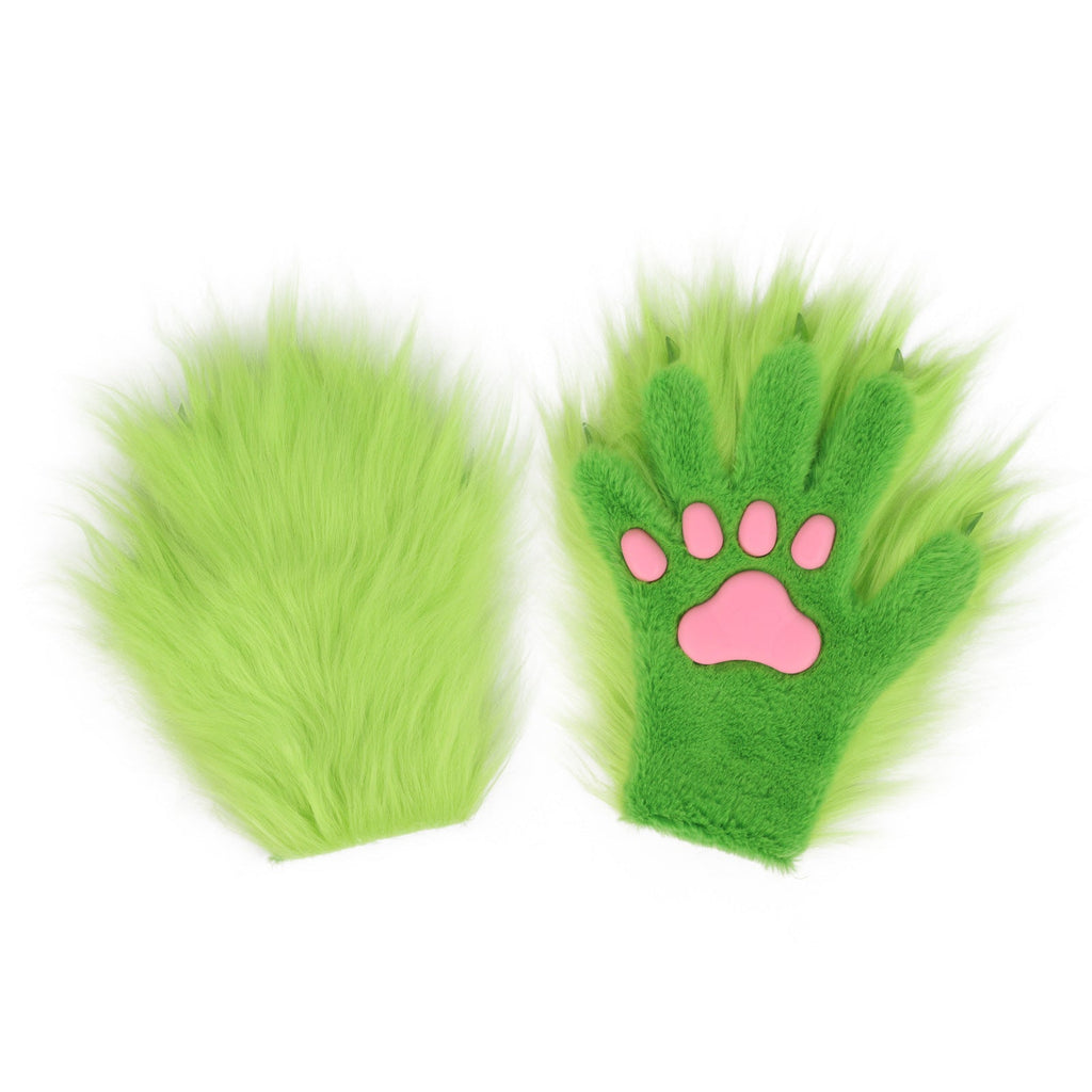 Halloween Long-plush Cat-claw Full-finger And Half-finger Gloves