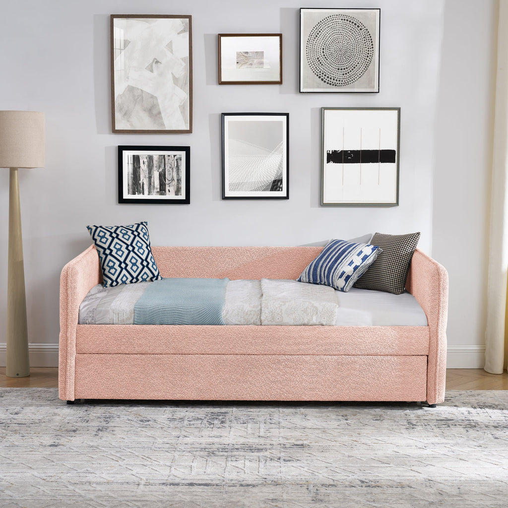 Upholstered Tufted Daybed with Twin Size Pop-up Trundle