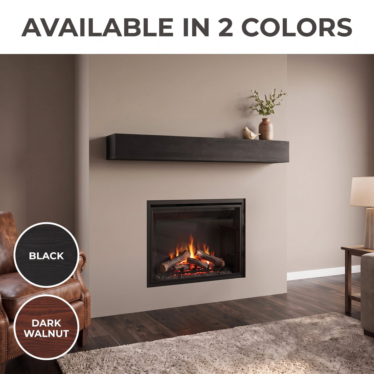 60'' Fireplace Mantel Pine Wood Wall-Mounted Shelf