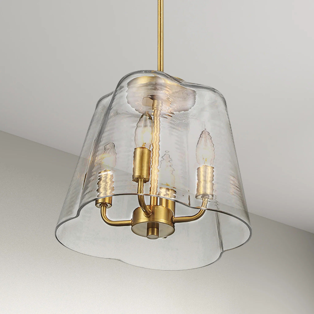 Soiree Four Candle Lights Pendant With Clear Glass - Satin