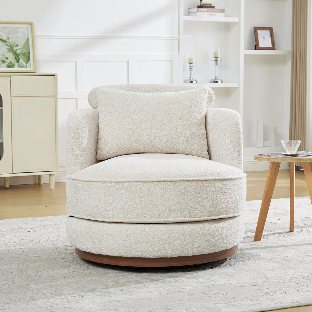 33.86"W Swivel Barrel Chair with Chenille
