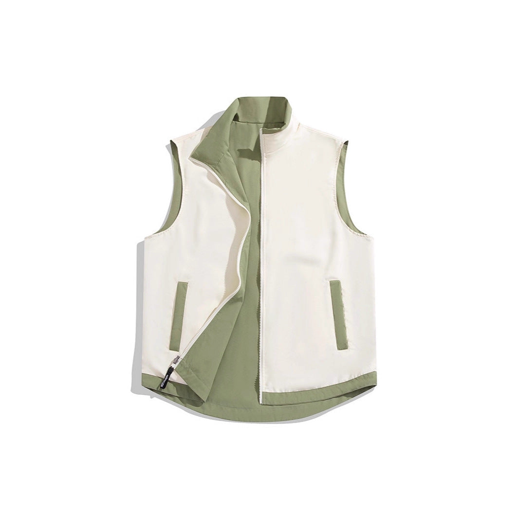Color-block Reversible Vest Jacket