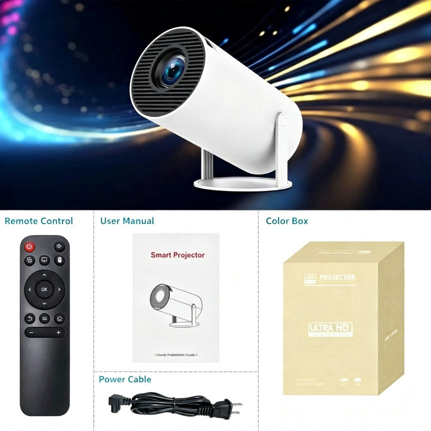 Smart Projector, 1080P Full HD Home Theater Projector, Max 130cm Projection Screen, 65W Portable Mini Projector For Home Cinema, Movie & Party
