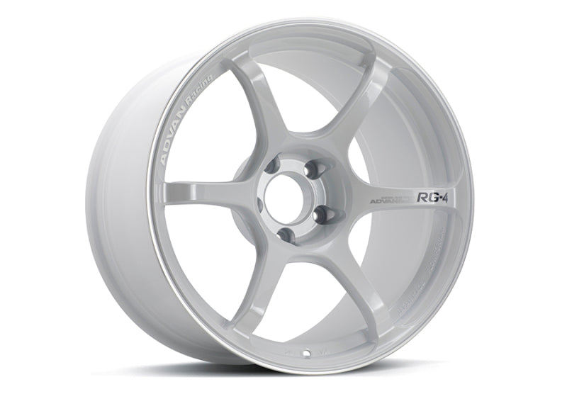 Advan RG-4 18x8.5 +44 5-114.3 Racing White Metallic & Ring Wheel YA48H44EWMR