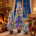 Pre-Lit Flocked Christmas Tree Set of 3