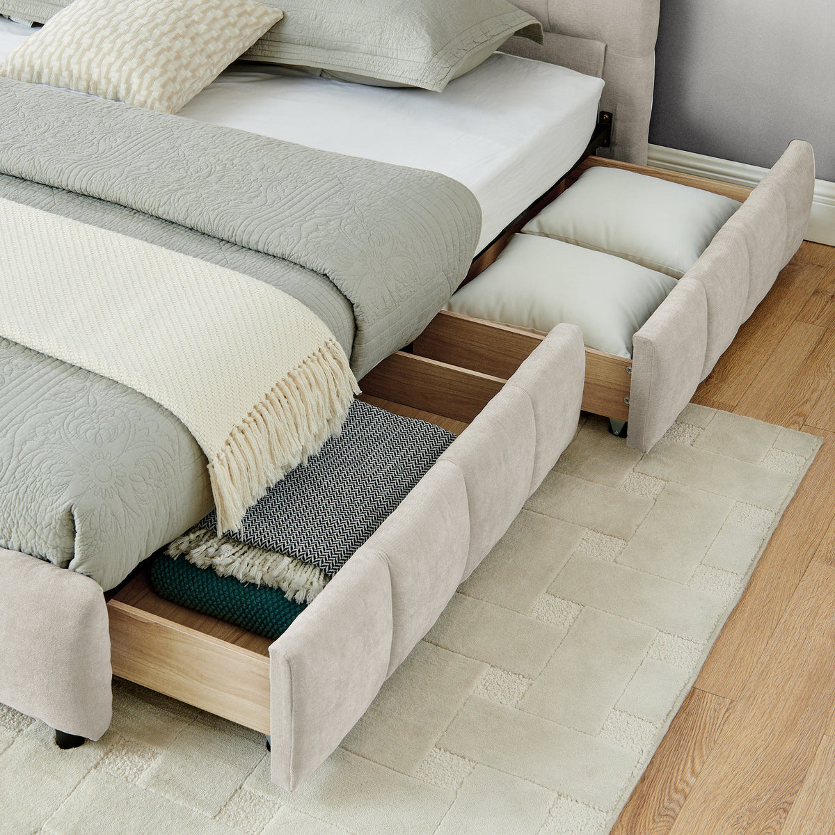 King Size Upholstered Bed with Storage