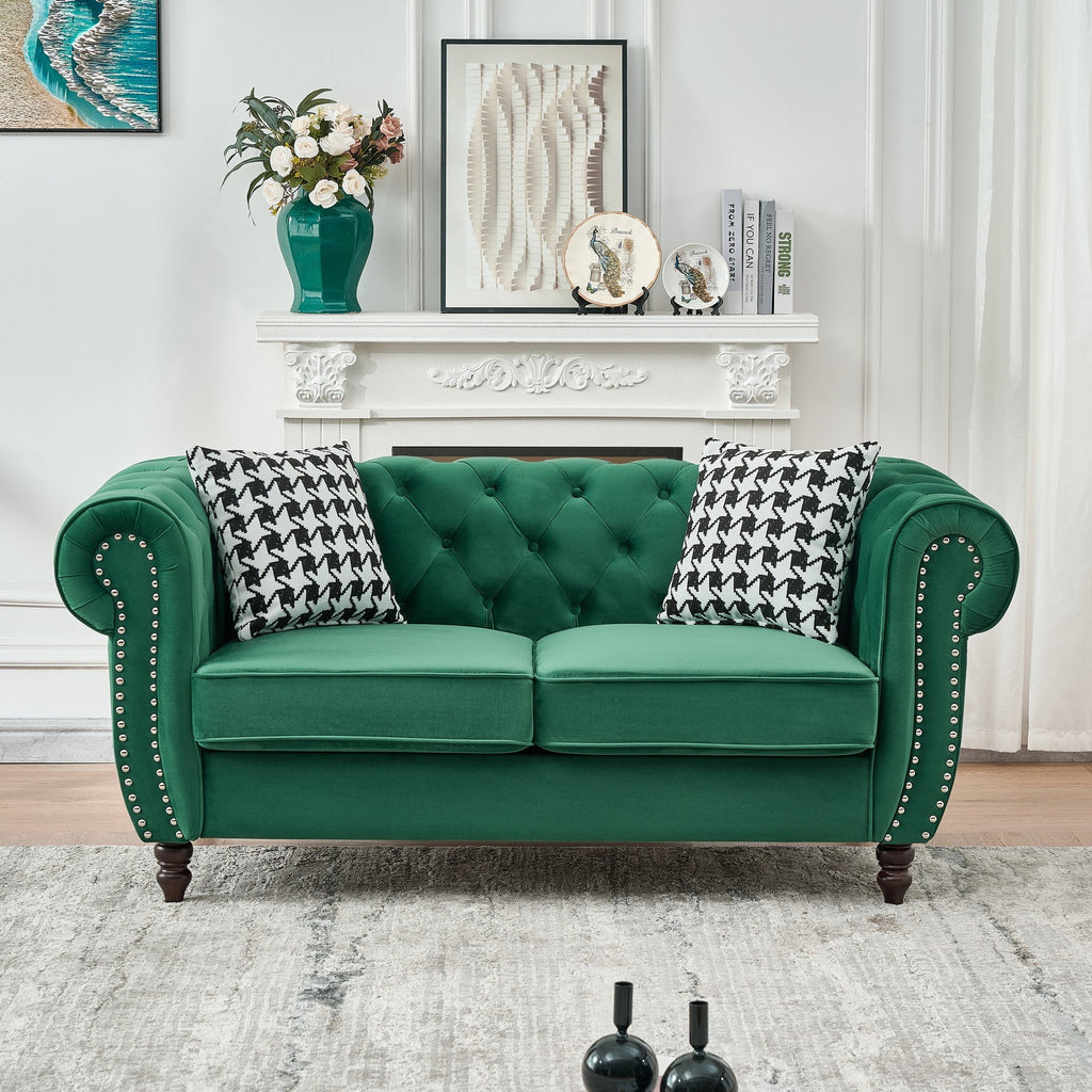 67" Chesterfield Velvet Upholstery Fabric Sofa