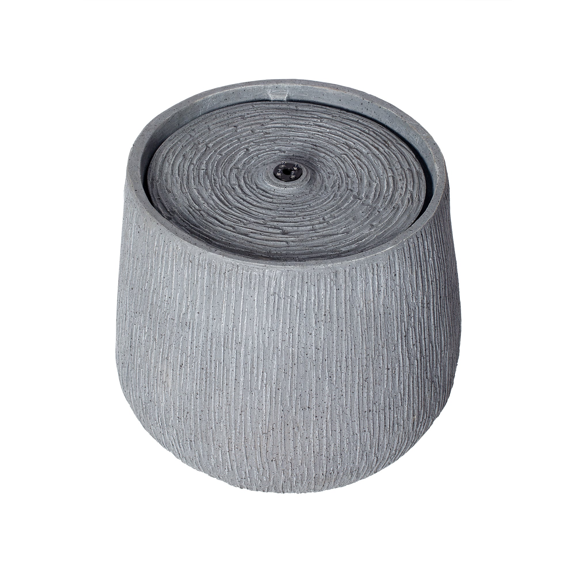 12.99"H Gray Bowl-Shaped Outdoor Fountain with LED Light