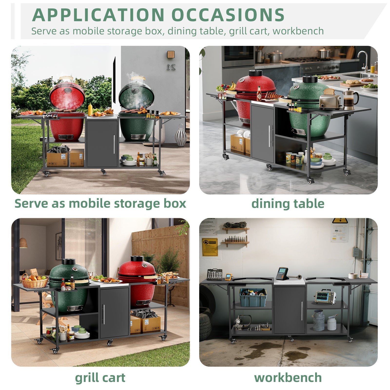 Outdoor Grill Cart for Two Big