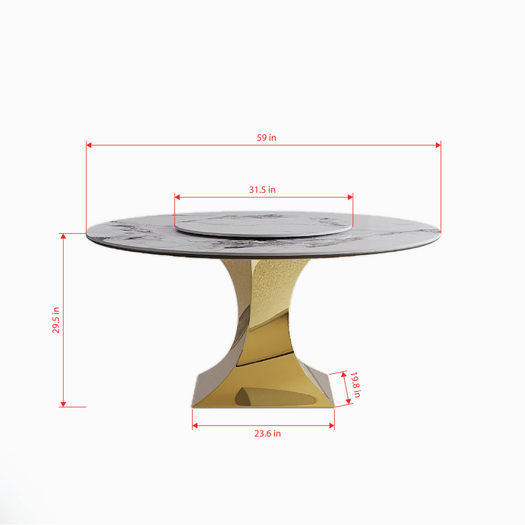 59" Round Sintered Stone Dining Table Set