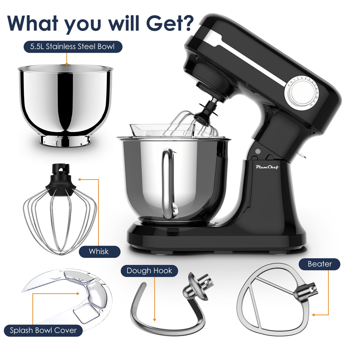 Plum Chef 5.5QT Electric Stand Mixer