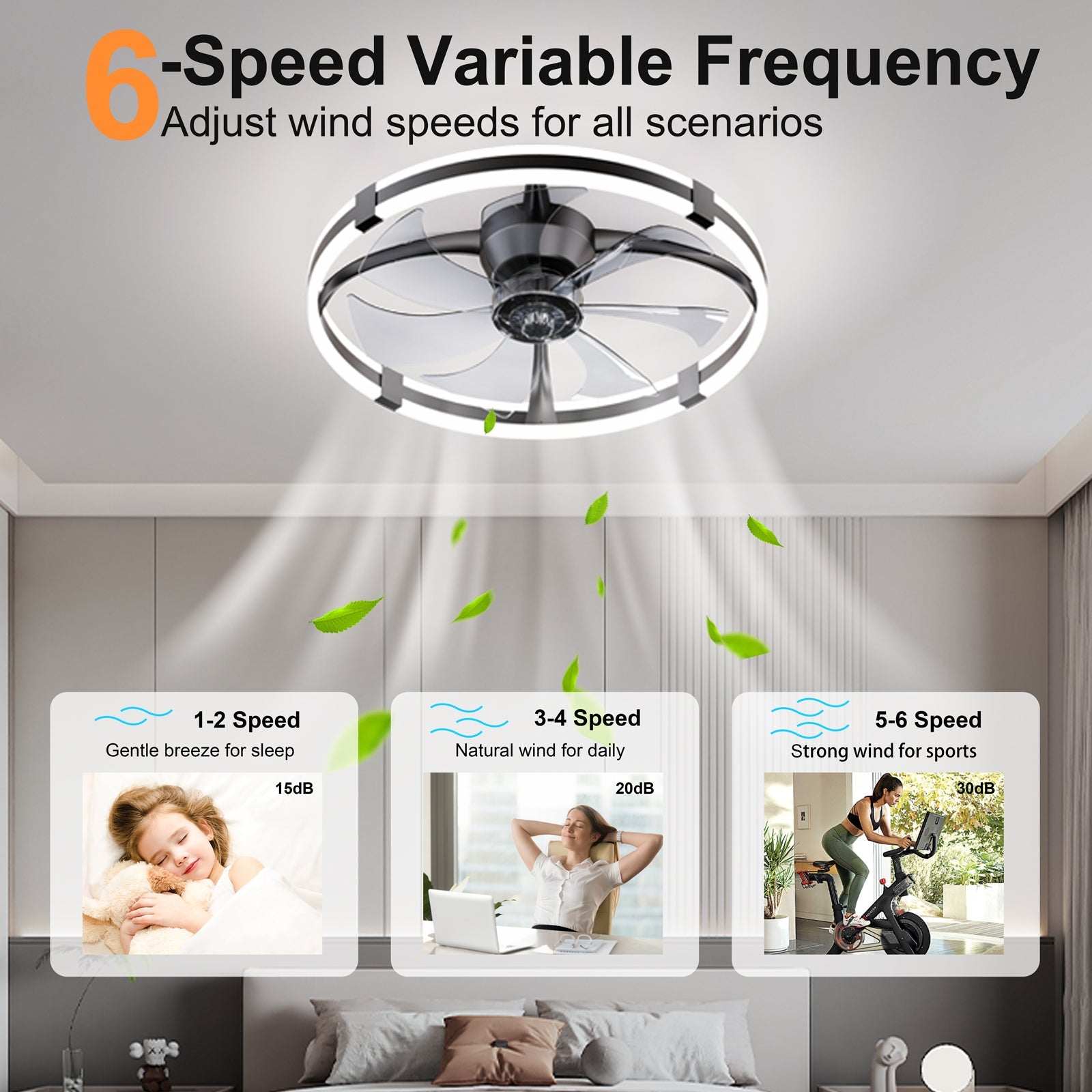 23.6'' LED Ceiling Fan Light Remote DC Motor