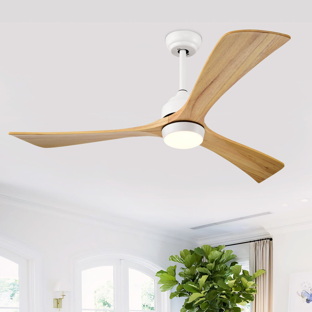 52" Solid Wood Blades Ceiling Fan with Lights Remote Control