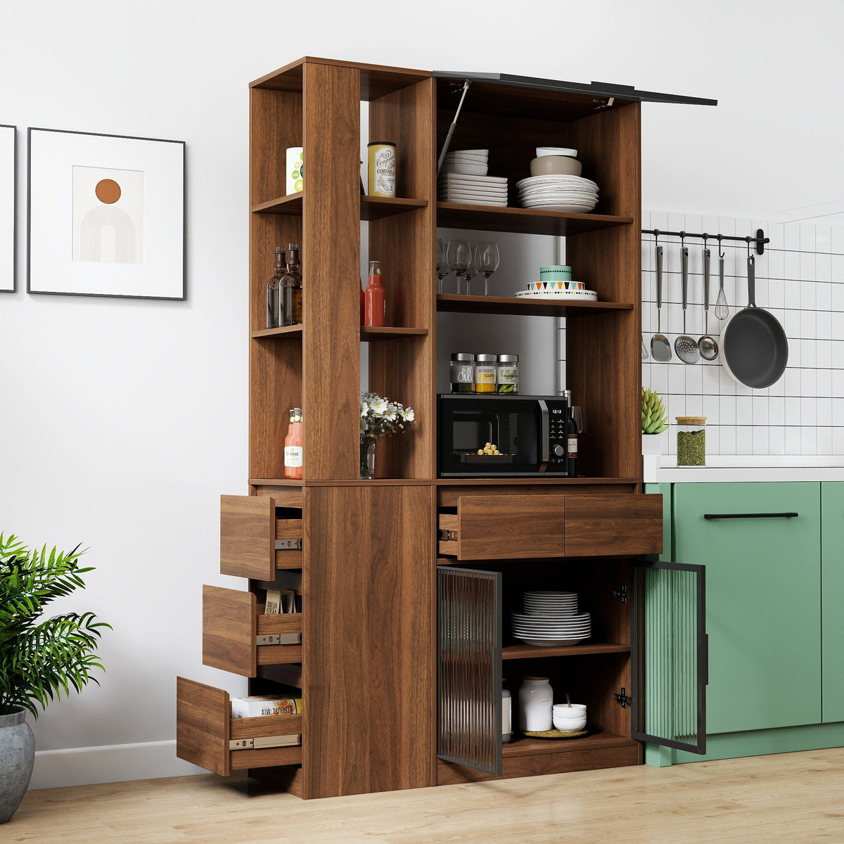 70.87"H Tall Storage Cabinet with Multi-functional Storage Space