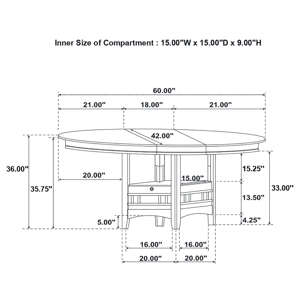 Hester Chestnut Extension Counter Dining Table