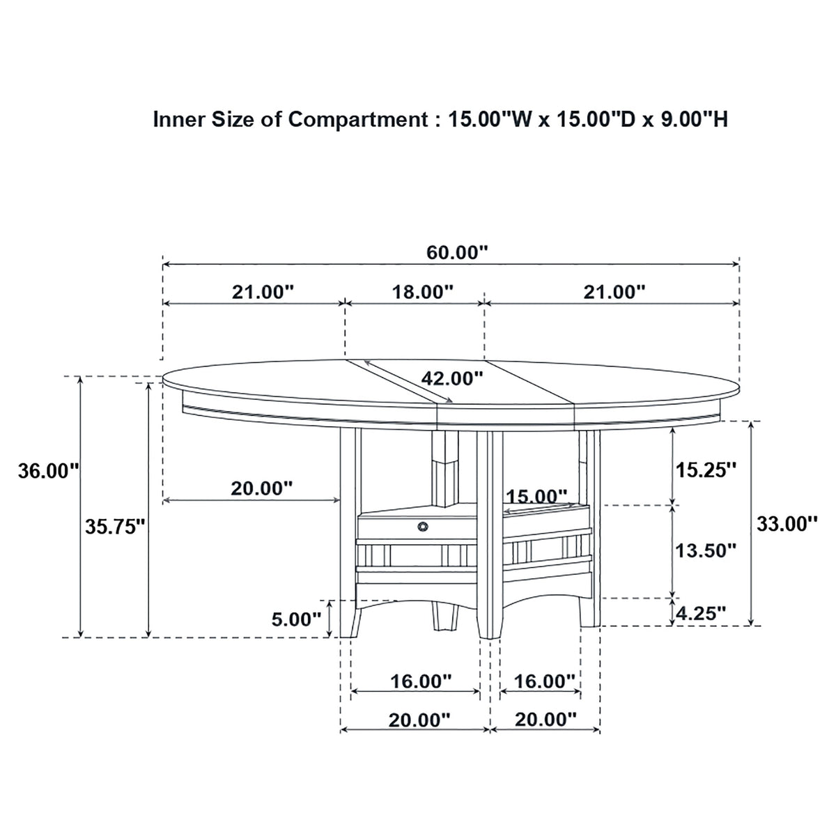 Hester Chestnut Extension Counter Dining Table