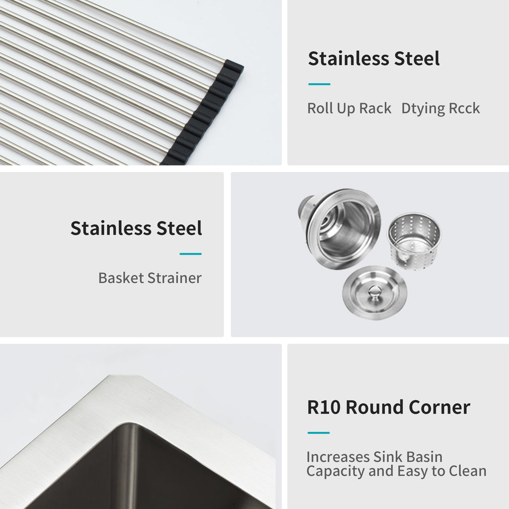 Undermount Kitchen Sink - 30"x19" Stainless Steel 16 Gauge Deep Single Bowl