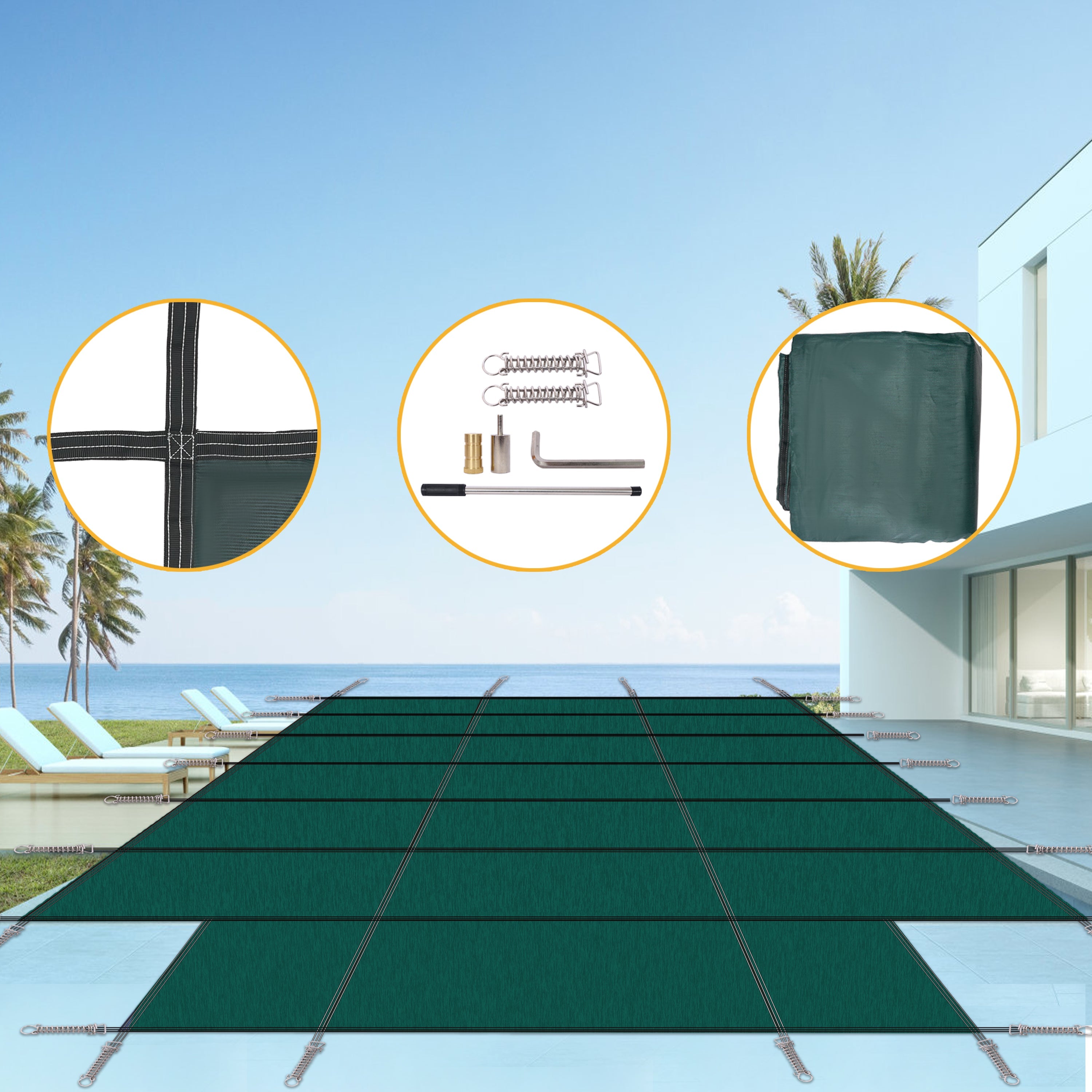 Pool Safety Cover for 16x32ft Rectangular Inground Pools
