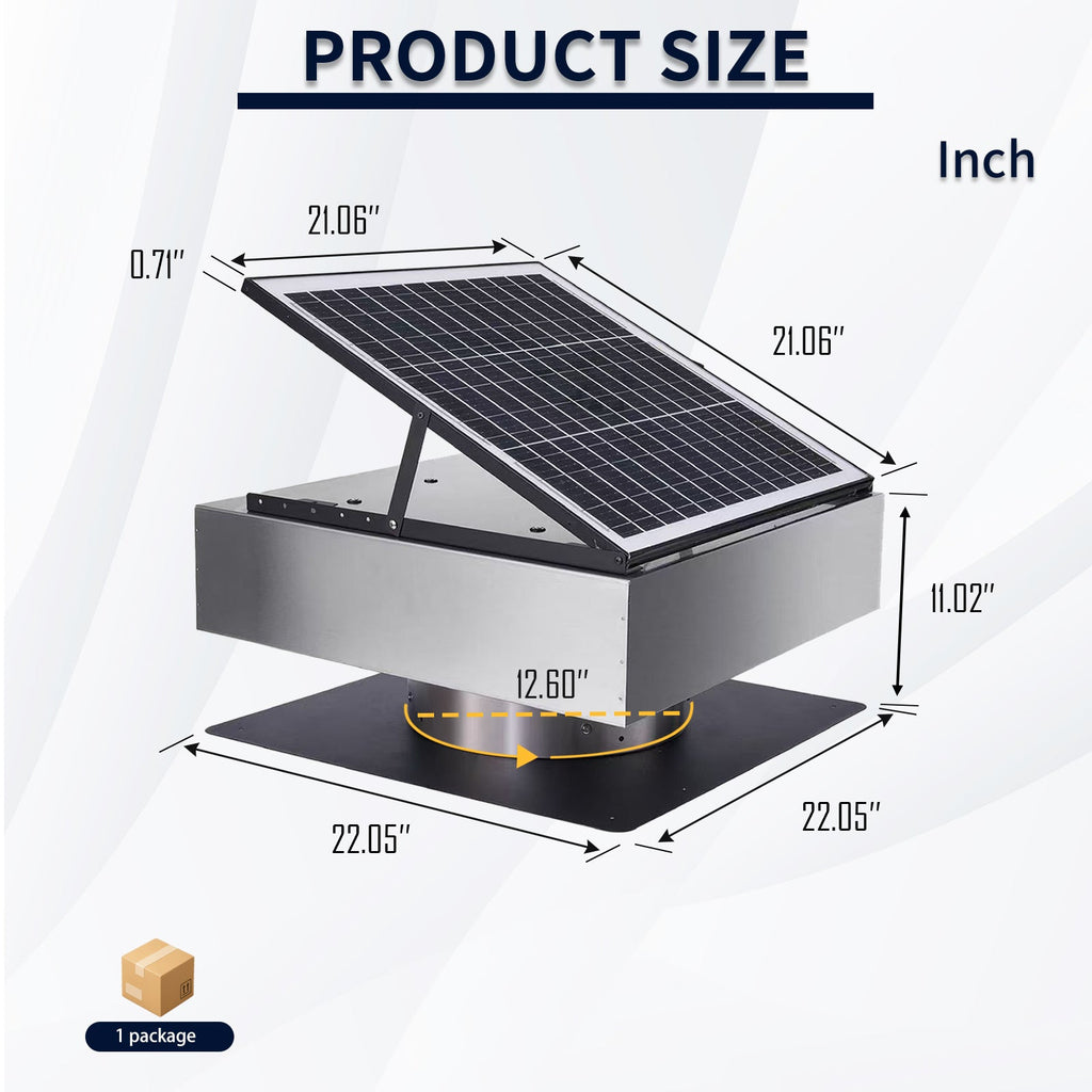 12" Stainless Steel Solar Roof Vent Fan