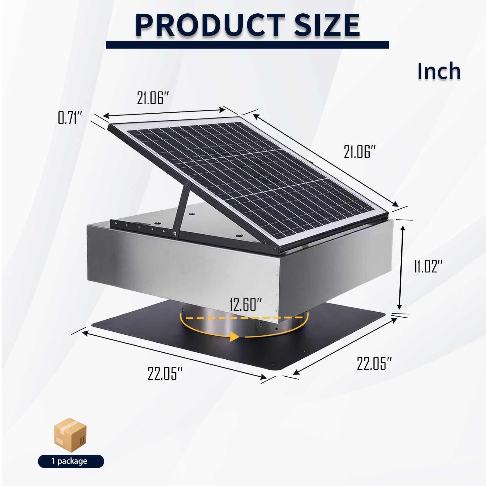 12" Stainless Steel Solar Roof Vent Fan